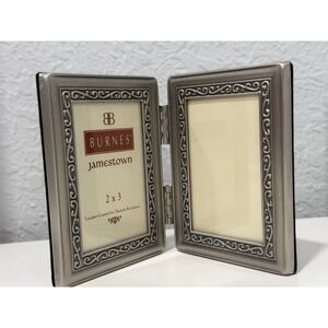 Burnes Jamestown Picture Frame Unisex Silver Tone Double Hinged Scroll 6 x 4 "